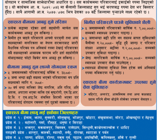 स्वास्थ्य बिमा सम्बन्धी जानकारी