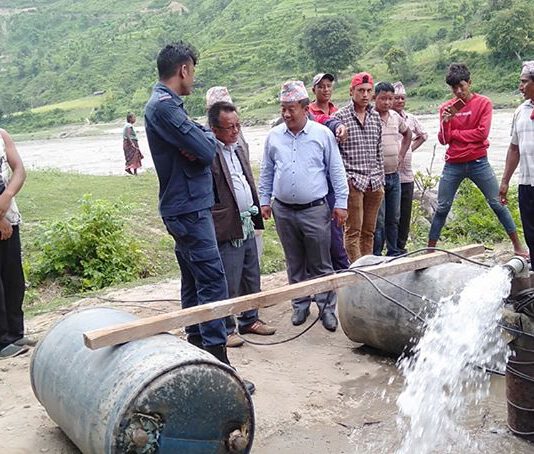 सुनकोशीको पानी भण्डारेघाटको रिर्जभ ट्याङकीमा आईपुग्यो